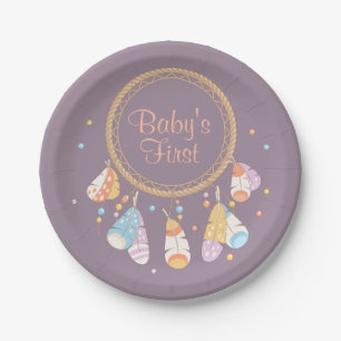 Assiettes En Carton Tribal Dreamcatcher Boho Baby First 1st Birthday