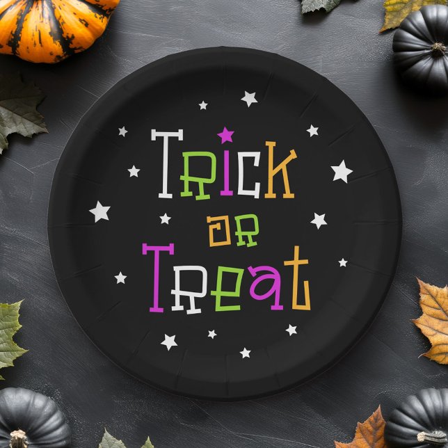 Assiettes En Carton Trick or treat étoiles Halloween étoiles (Trick or treat stars Halloween stars Paper Plates)