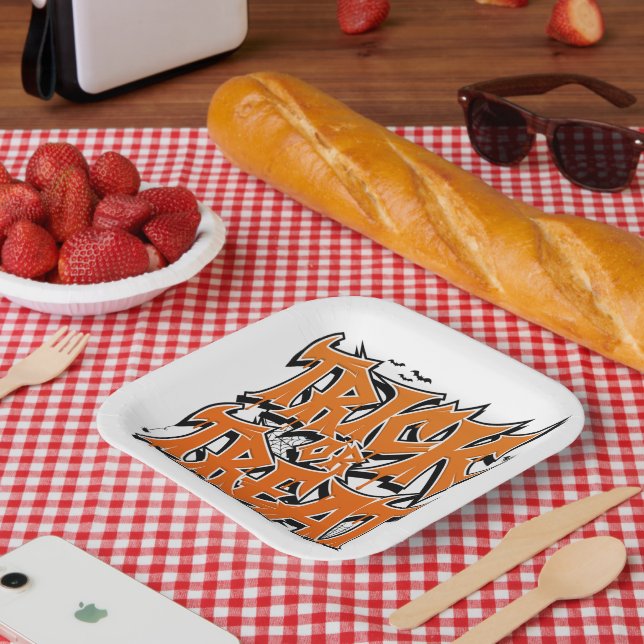 Assiettes En Carton Trick Or Treat Graffiti (Pique-nique)