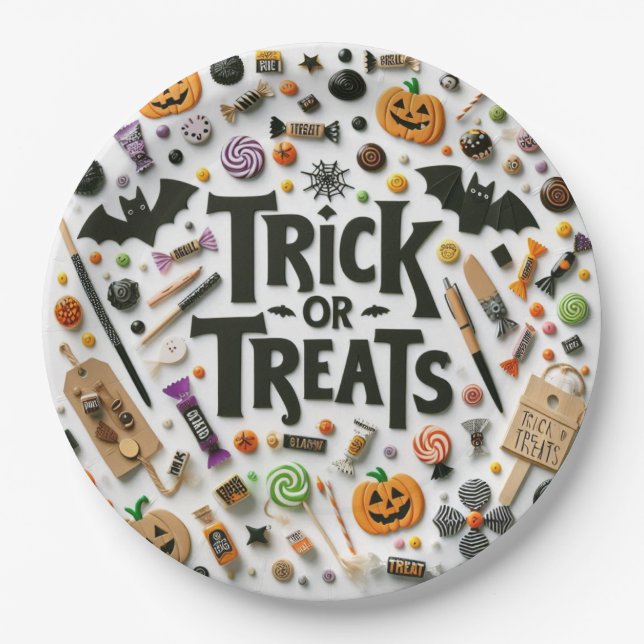 Assiettes En Carton Trick ou Traitements (Devant)