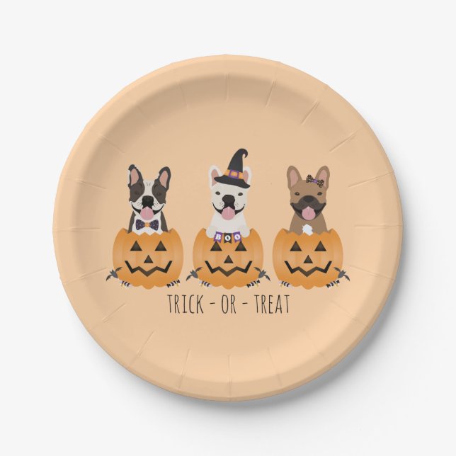 Assiettes En Carton Trick Ou Treat Citrouille (Devant)
