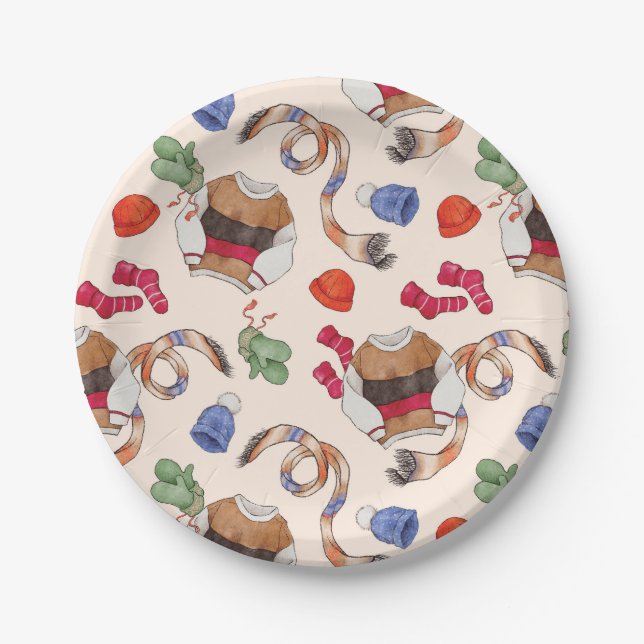 Assiettes En Carton Tricot Joy (Lin) - Plaques en papier (Devant)