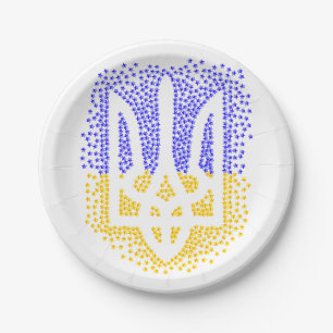 Assiettes En Carton Trident heraldique ukrainien tryzub étoiles disper