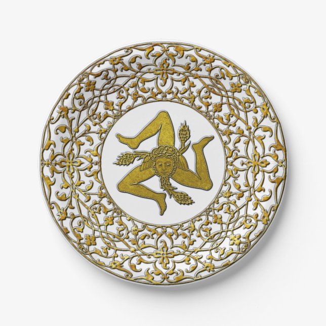 Assiettes En Carton Trinacria sicilienne et Filigree (Devant)