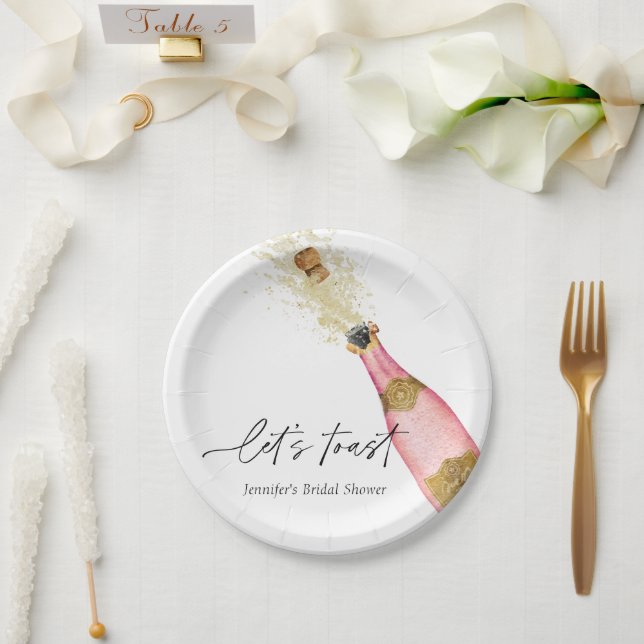 Assiettes En Carton Trinquons à la Baby Shower Rose (Mariage)