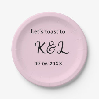 Assiettes En Carton Trinquons à l'annonce de mariage lettre rose