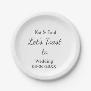 Assiettes En Carton Trinquons au mariage nom date couple simple