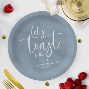 Assiettes En Carton Trinquons Chic Calligraphie Fête de Fiançailles