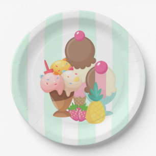 Assiettes En Carton Trio de crème glacée Saveur néopolite