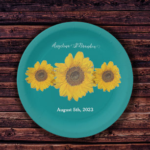 Assiettes En Carton trio tournesol no3 pour mariage