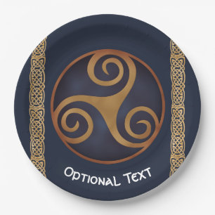 Assiettes En Carton Triskelion celtique (bleu) personnalisé