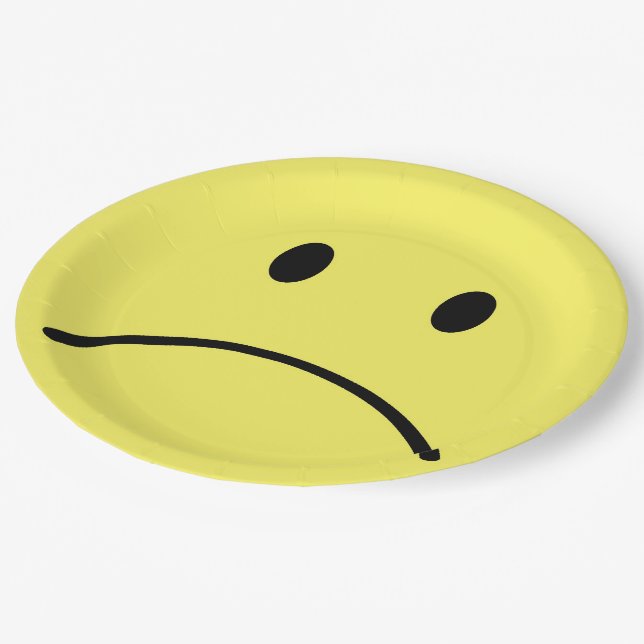 Assiettes En Carton Triste visage (Angle)