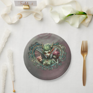 Assiettes En Carton Trois fées, les compagnons du coeur magique.