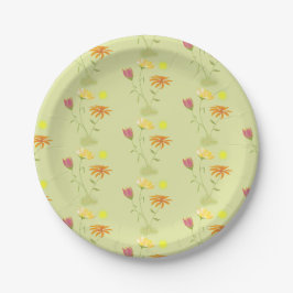 Assiettes En Carton Trois fleurs au soleil - motif transparent.