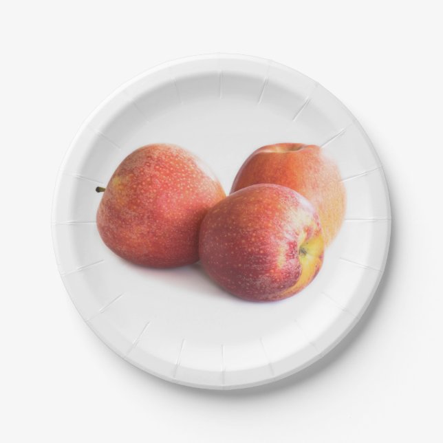 Assiettes En Carton Trois pommes rouges (Devant)
