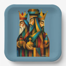 Trois Sages Hommes Art de Nativité Abstrait