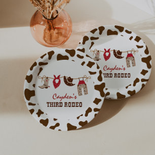 Assiettes En Carton Troisième Rodéo Cow-boy occidental 3e Anniversaire