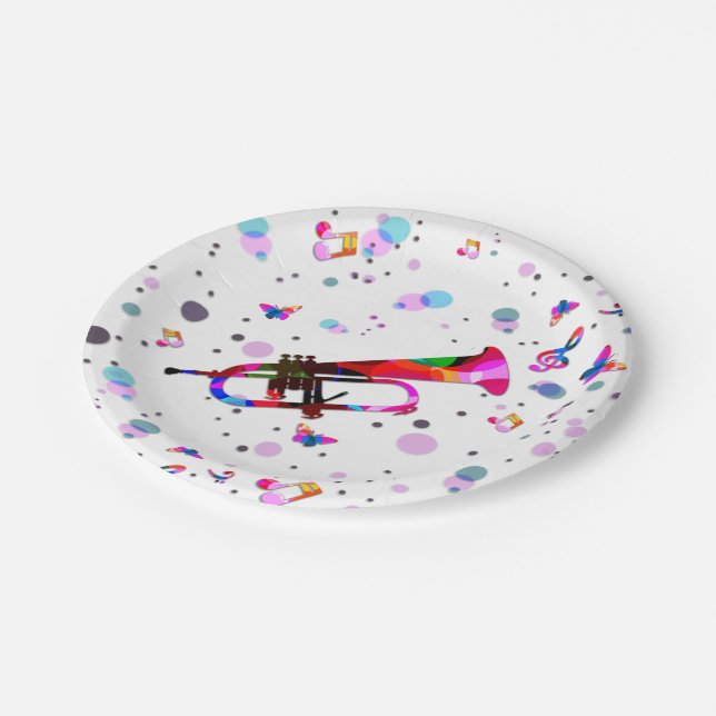 Assiettes En Carton Trompette festive (Angle)