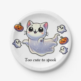 Assiettes En Carton Trop mignon pour effrayer le chat fantôme