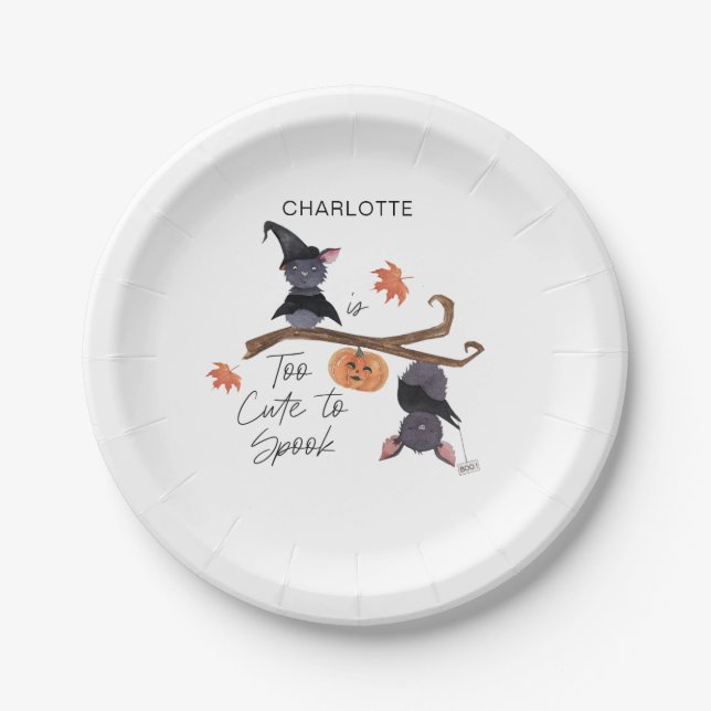 Assiettes En Carton Trop mignon pour parler Halloween Birthday Bats No (Devant)