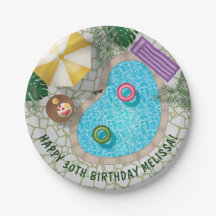 Tropical Backyard Pool Summer Pool Birthday Party