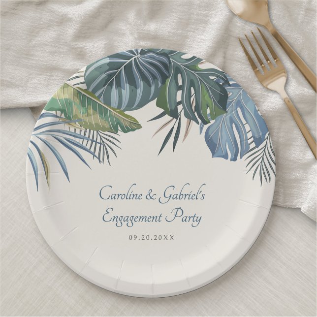 Assiettes En Carton Tropical Beach Palm Mariage (Créateur téléchargé)