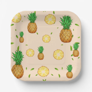 Assiettes En Carton TROPICAL ÉTÉ Aiguille FRUITS motif de tranche