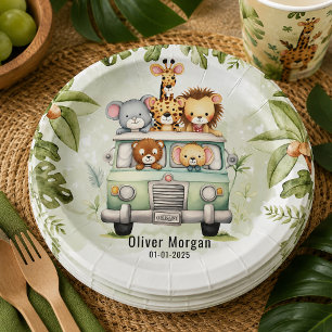 Assiettes En Carton Tropical Jungle Safari Animaux Garçon Baby Shower
