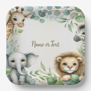 Assiettes En Carton Tropical Jungle Safari Animaux Green Feuilles Part