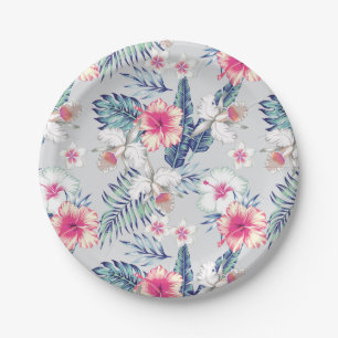 Assiettes En Carton Tropical Orchid Floral