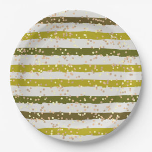 Assiettes En Carton Tropical Stripes and Dots