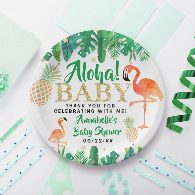 Assiettes En Carton Tropical Summer Beach Luau Boys Baby shower (Créateur téléchargé)