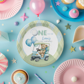 Assiettes En Carton Trou Dans Un Garçon De Golf Premier Anniversaire J