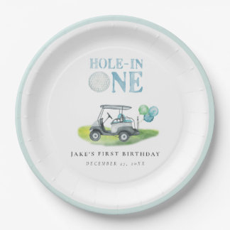 Assiettes En Carton Trou En Un Panier De Golf Bleu Plaques Papier Anni