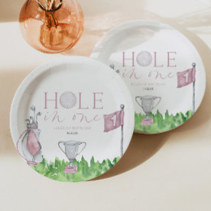 Assiettes En Carton Trou en un rose Golf 1er anniversaire
