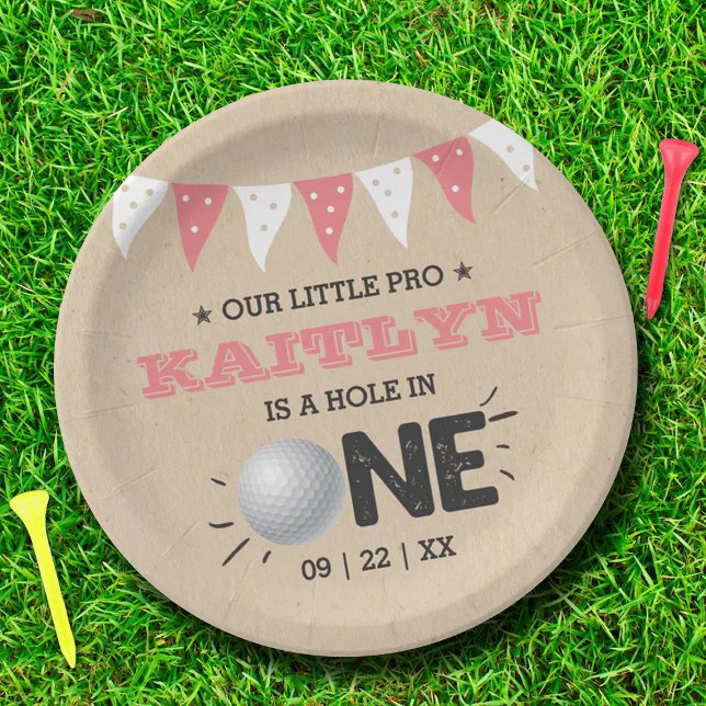 Assiettes En Carton Trou en une fille Golf 1er anniversaire Par tee (Créateur téléchargé)