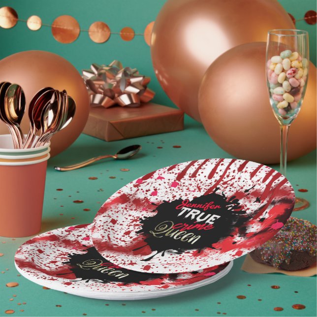 Assiettes En Carton True Crime Queen Personnalisé (Multi)