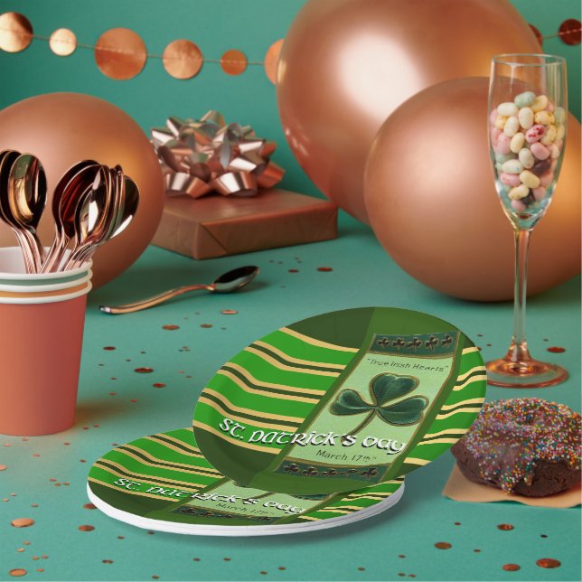 Assiettes En Carton True Irish Heart St Patrick's Day PPP01 (Multi)