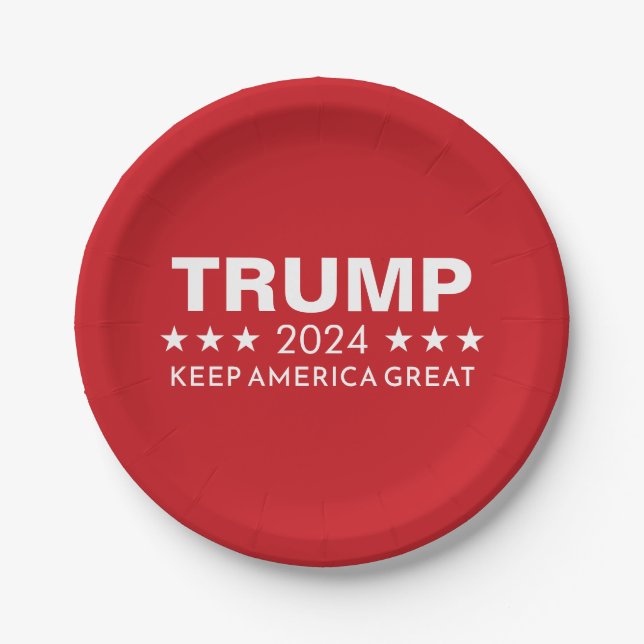 Assiettes En Carton Trump 2024 - Garder l'Amérique grand rouge (Devant)
