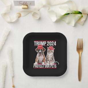 Assiettes En Carton Trump 2024 Protégeons Nos Animaux de Compagnie Cha
