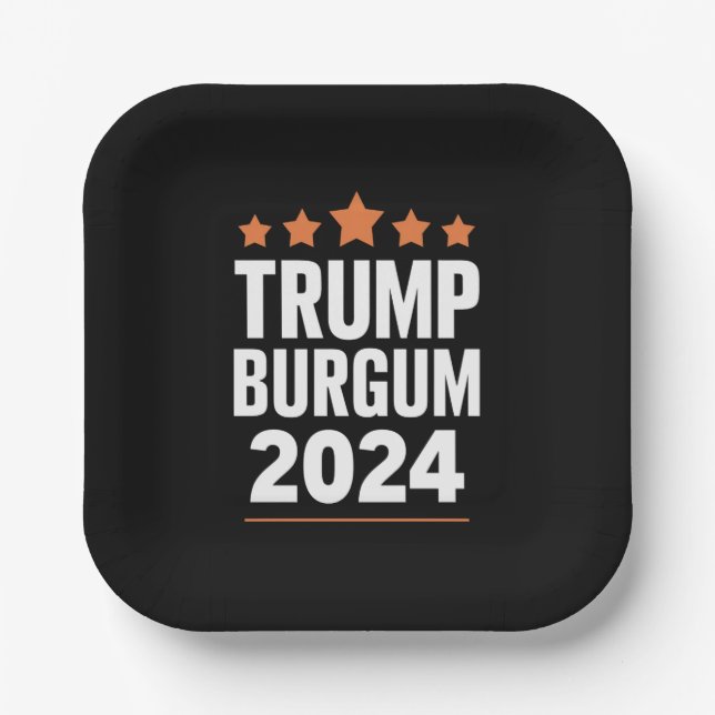 Assiettes En Carton Trump Burgum pour l'élection présidentielle améric (Recto)