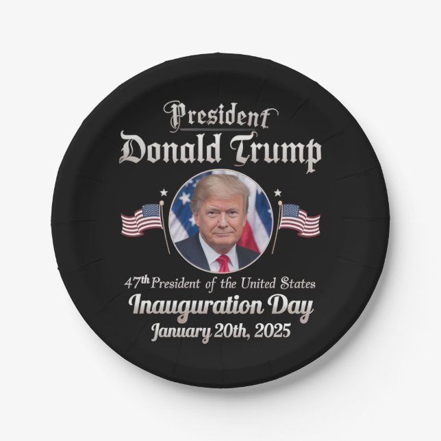 Assiettes En Carton Trump Inauguration Day 2025 47th USA President (Devant)
