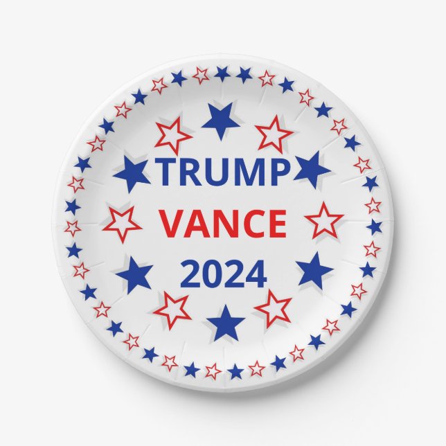Assiettes En Carton Trump, Vance 2024 Plaque en papier (Devant)
