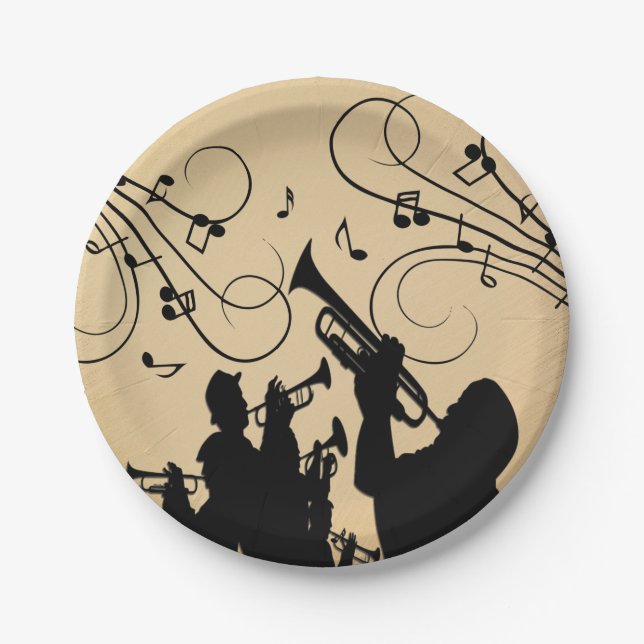 Assiettes En Carton Trumpet Section Musique rustique (Devant)
