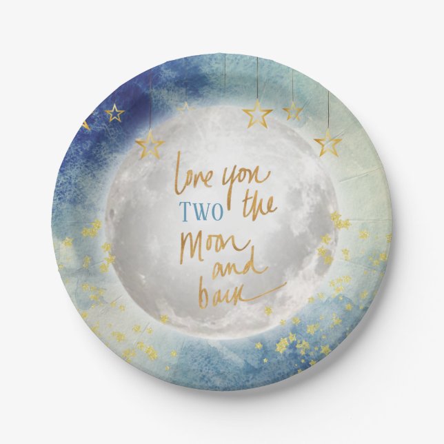 Assiettes En Carton Tu aimes DEUX la lune et le dos (Devant)