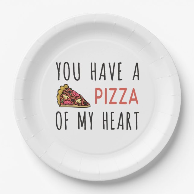 Assiettes En Carton Tu as une pizza de mon coeur (Devant)
