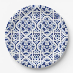 Assiettes En Carton Tuile bleue portugaise