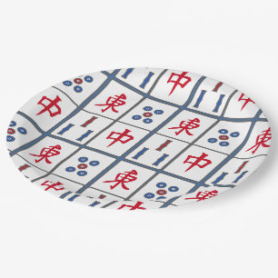 Assiettes En Carton Tuiles de jeu Mahjong Design Plaques de papier