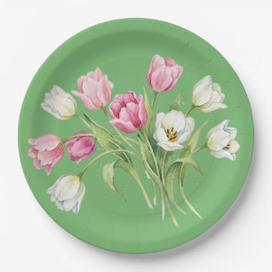 Assiettes En Carton Tulipes de printemps de jardin