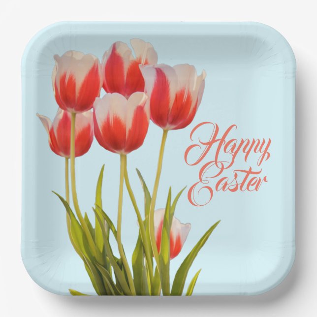 Assiettes En Carton Tulipes de printemps Gros design floral (Recto)